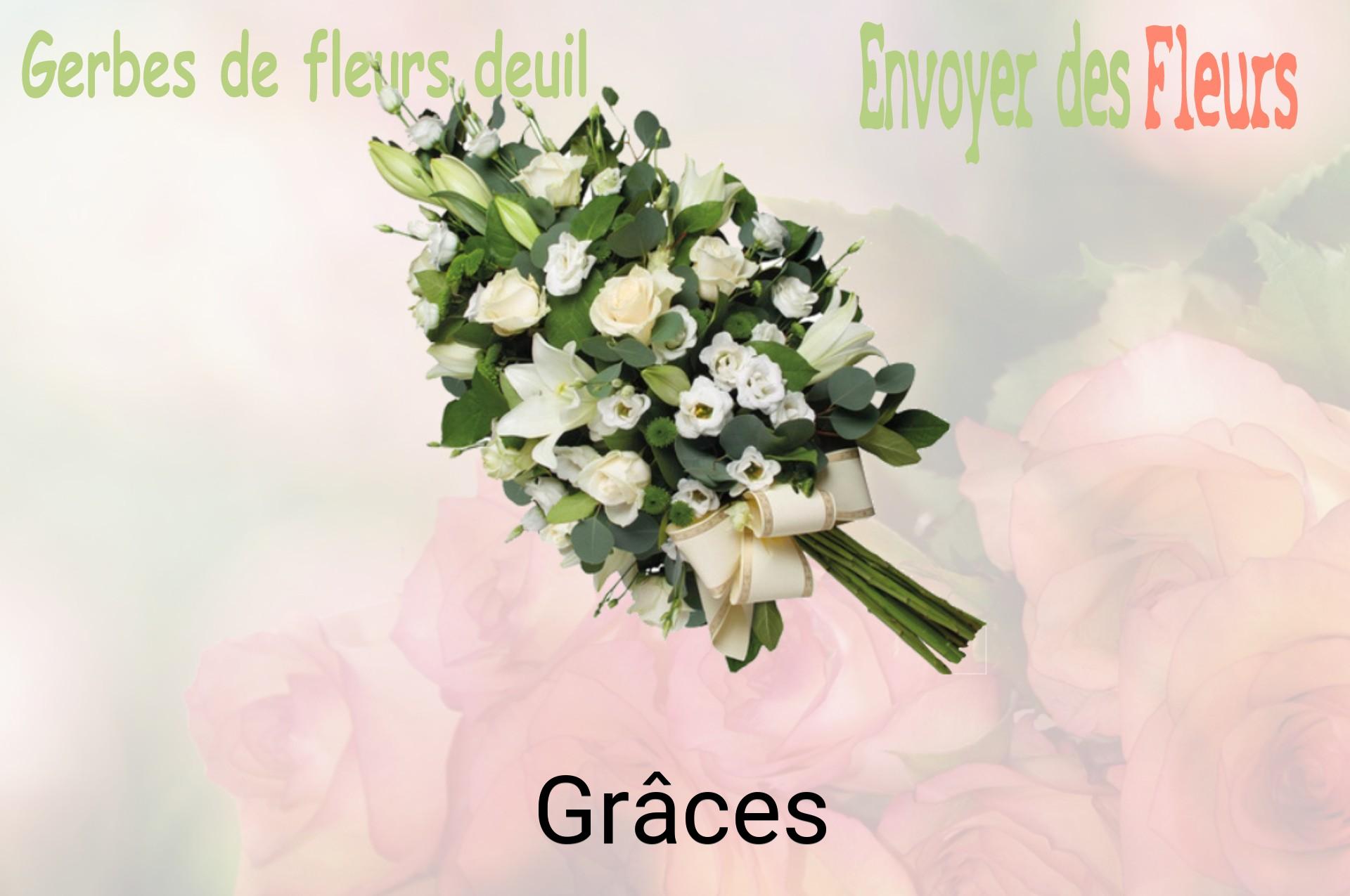 Gerbe de fleurs de deuil livrée à Grâces
